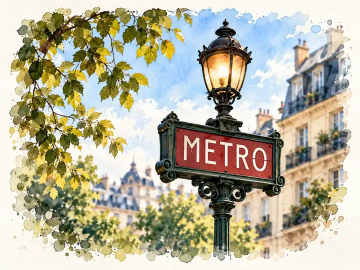 Aquarell eines Pariser Metro-Schildes